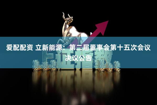 爱配配资 立新能源：第二届董事会第十五次会议决议公告